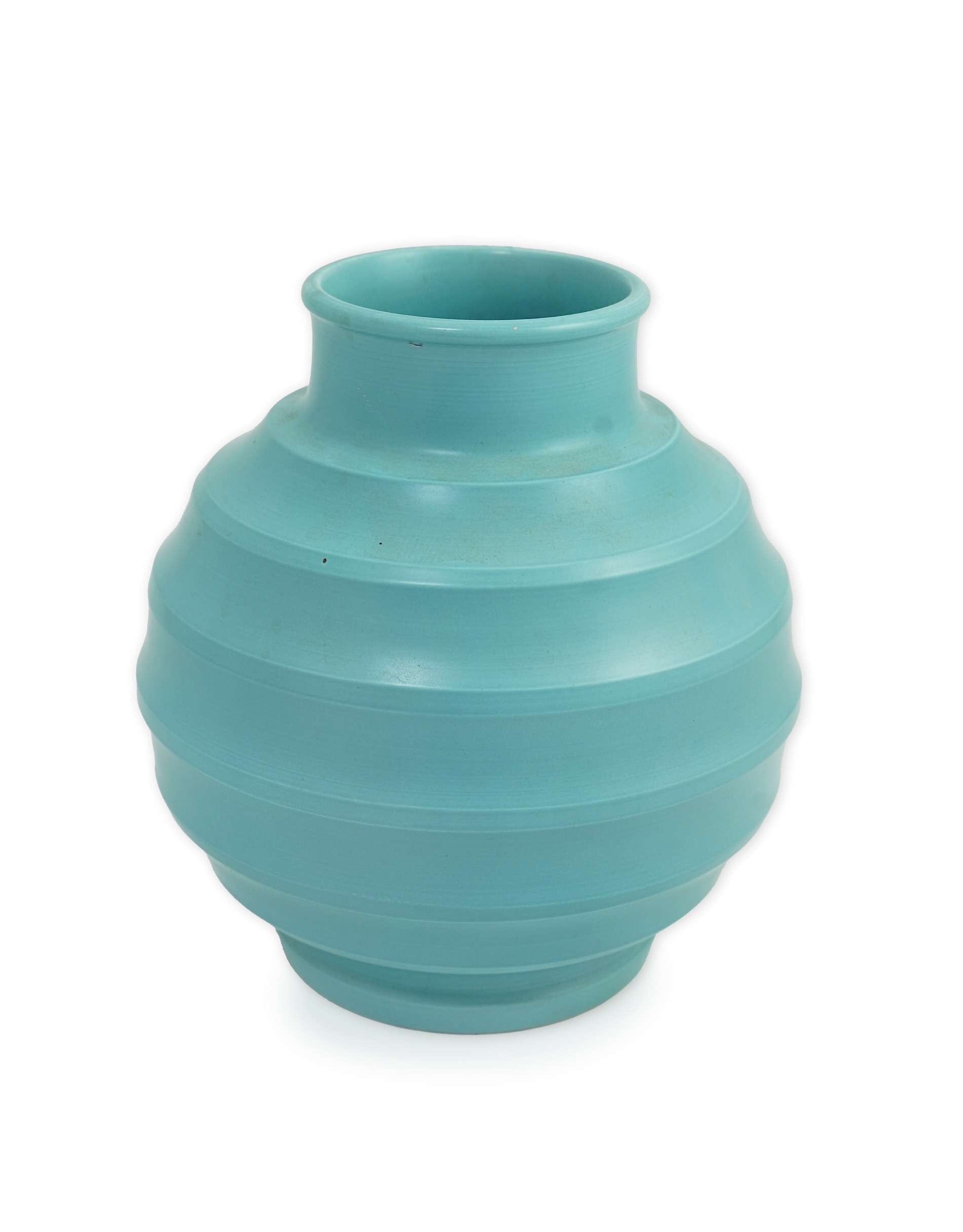 Keith Murray MC RDI FRIBA (New Zealand/British, 1892-1981) for Wedgwood: A matt blue glazed globe vase